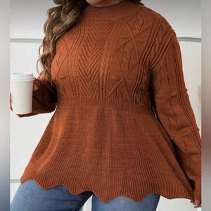 SHEIN Curve Orange Knit Sweater